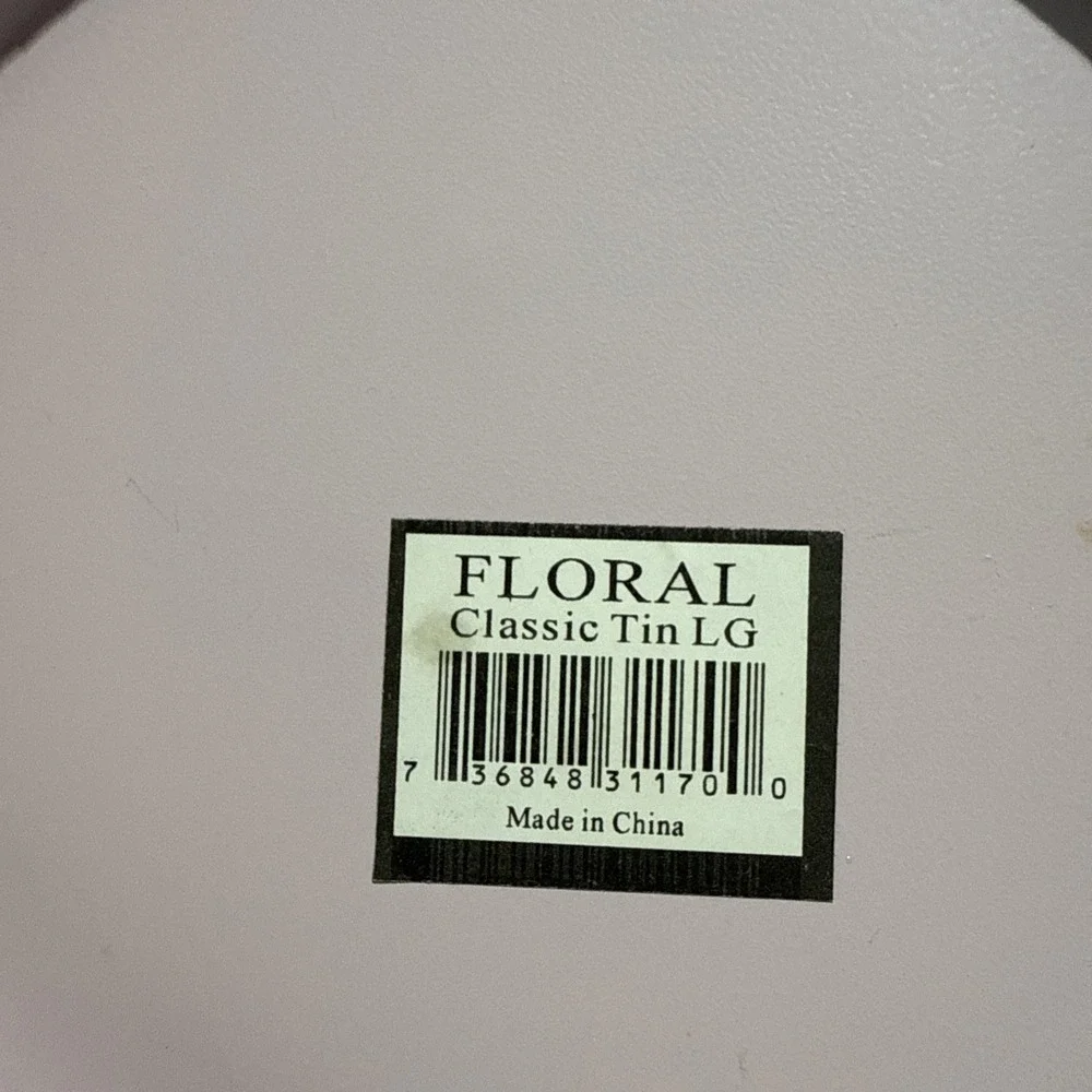 🇺🇸‎ Floral Classic Tin LG tips Bucket (2) Light Pink And Blue Galvanized.
